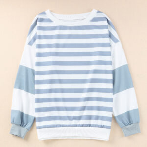 Stripe Drop Shoulder Striped Pullover Sweatshirt