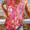 Pink Embroidered Detail Floral Print Ruffle Trim Tank Top - Image 21
