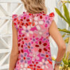 Pink Embroidered Detail Floral Print Ruffle Trim Tank Top - Image 16