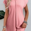 Light French Beige Center Seam Rolled Cuffs T-shirt Dress - Image 12