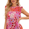 Pink Embroidered Detail Floral Print Ruffle Trim Tank Top - Image 22