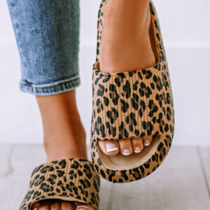 Leopard Print Thick Sole Slip On Slippers