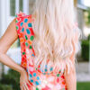Pink Embroidered Detail Floral Print Ruffle Trim Tank Top - Image 2