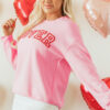 Pink LOVER Puff Print Drop Shoulder Pullover Sweatshirt - Image 16