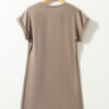 Light French Beige Center Seam Rolled Cuffs T-shirt Dress - Image 6