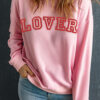 Pink LOVER Puff Print Drop Shoulder Pullover Sweatshirt - Image 2