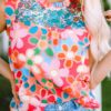 Pink Embroidered Detail Floral Print Ruffle Trim Tank Top - Image 6