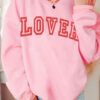 Pink LOVER Puff Print Drop Shoulder Pullover Sweatshirt
