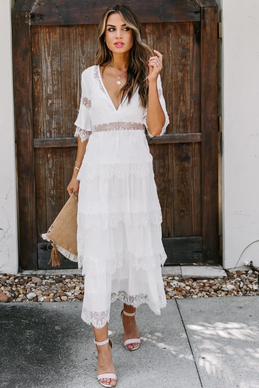 Charming White Swiss Dot Maxi Dress