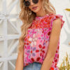 Pink Embroidered Detail Floral Print Ruffle Trim Tank Top - Image 18