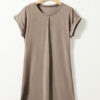 Light French Beige Center Seam Rolled Cuffs T-shirt Dress - Image 5