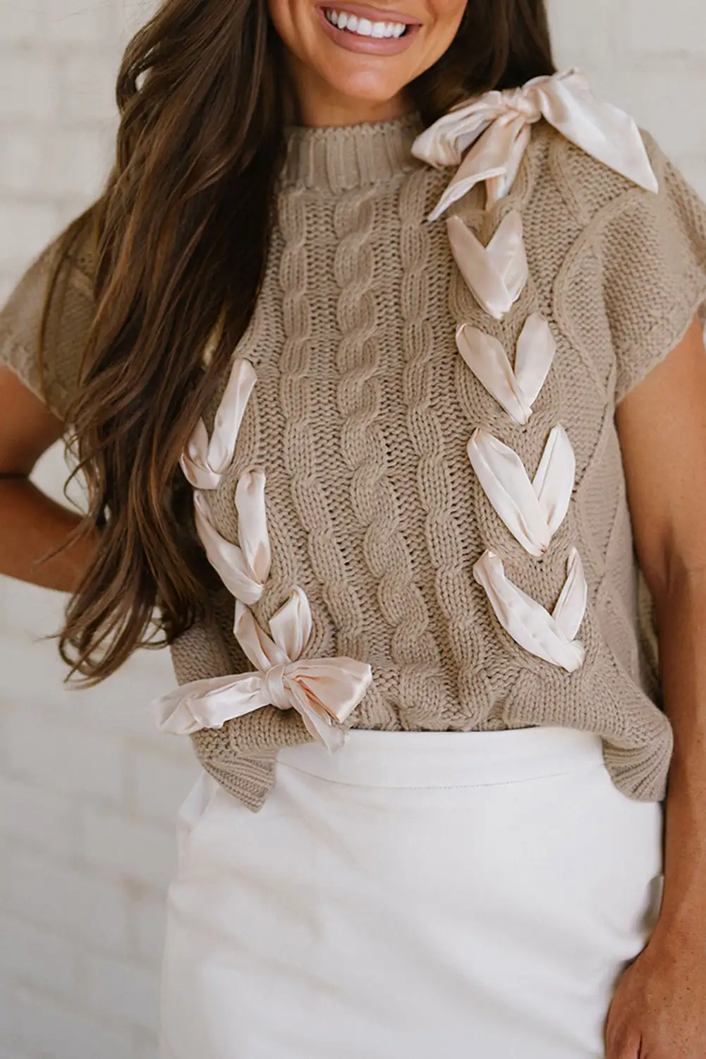 the colorblock sweater that — Satin Bowknot Colorblock Sweater