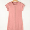 Light French Beige Center Seam Rolled Cuffs T-shirt Dress - Image 14