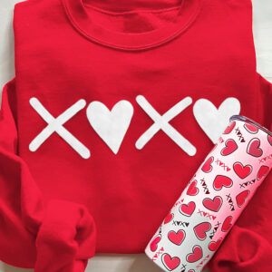 Red Puff XOXO Print Valentines Heart Sweatshirt
